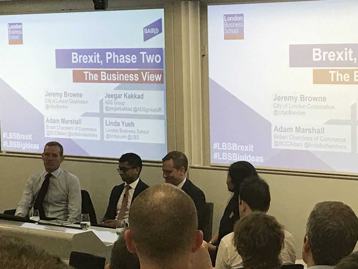 LBS's tweet photo. The lack of predictable political path to Brexit is a significant concern @LBS @lindayueh @cityoflondon @jeegarkakkad @BCCAdam #Brexit #LBSBrexit #LBSBigIdeas https://t.co/r6TeKKpePH