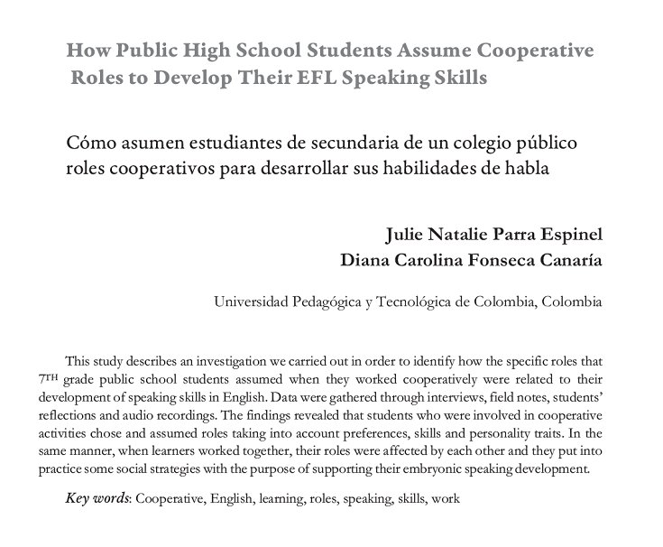 how_journal's tweet photo. How Public High School Students Assume Cooperative Roles to Develop Their EFL Speaking Skills https://t.co/77w22pIrNn https://t.co/i6IormIZP2