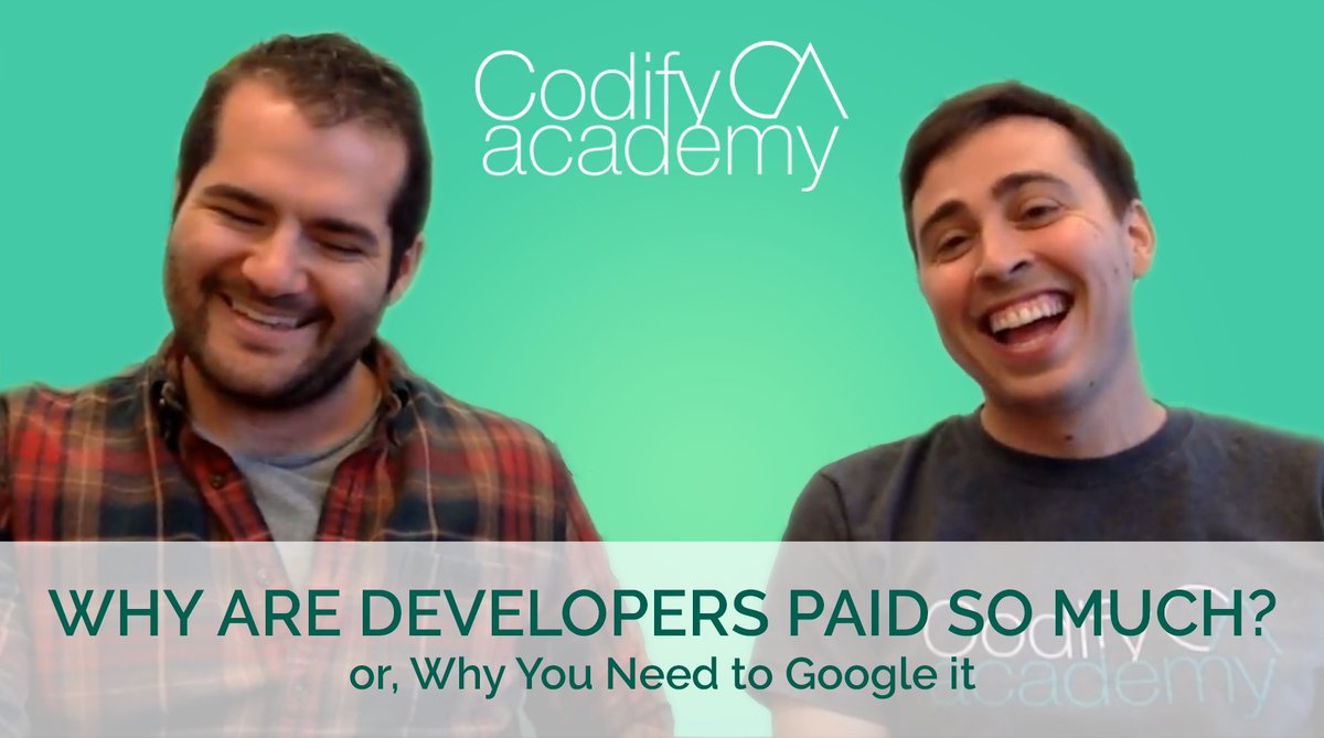 CodifyAcad's tweet image. Matt and Evan tackle exactly what it really means to new developers when mentors say “Google it”.
Let us know what you’d like to hear us talk about next week!
codifyacademy.com/learn/why-are-…
#codify #codifyacadeym #changeyourlife #mondaymusings #learntocode #changeyourjob #webdev