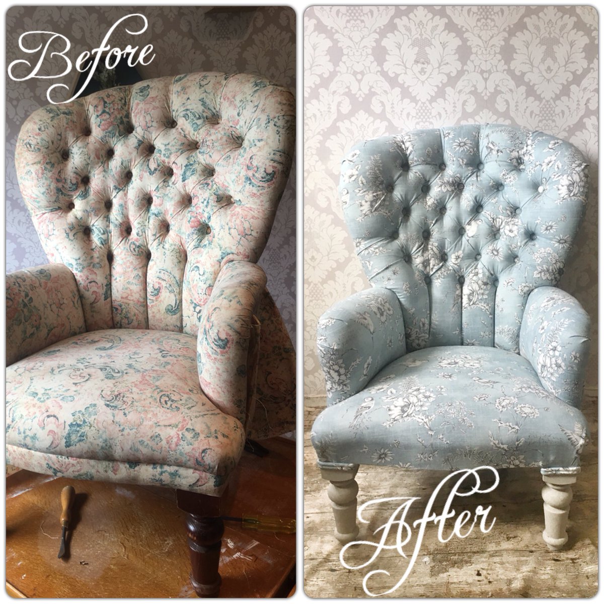 Reupholster Chair Buttons - First Reupholstery Project For A Client On
