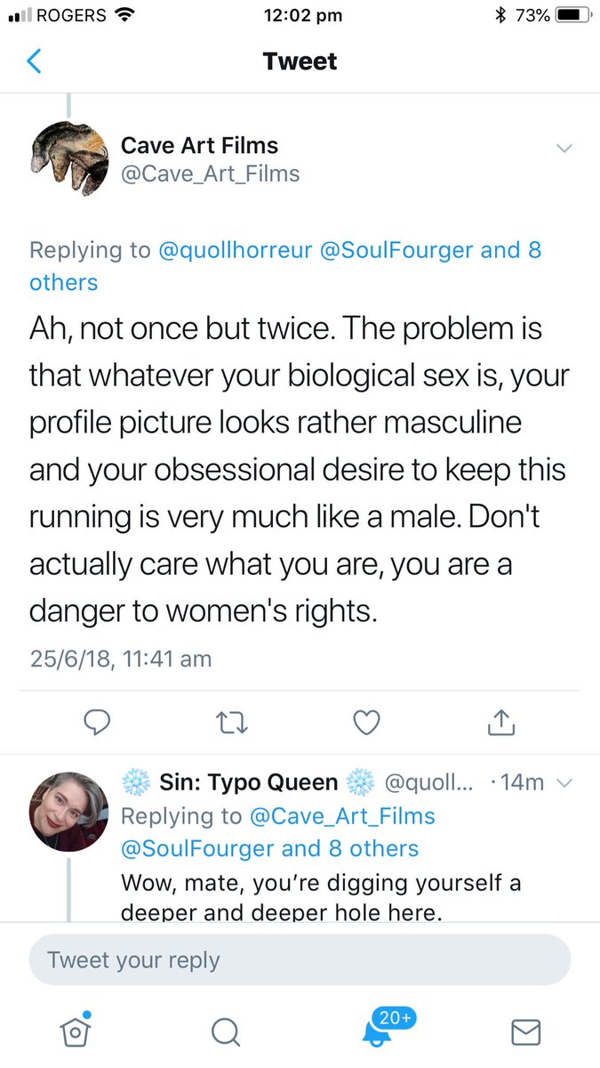 Oh, I have to add this because this is a self own that you don’t see very often.  #TERFgoggles Scene: Matey was asked why he kept calling me a dude (after being corrected) and was resentful of being called on maintaining Patriarchal gatekeeping of “feminine”