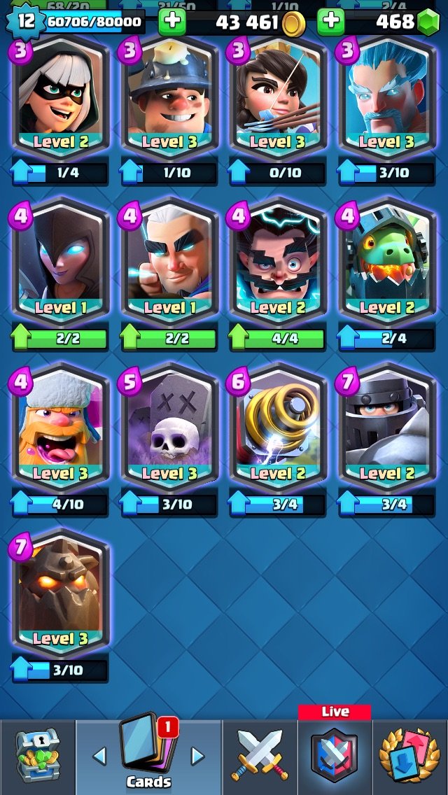 Vendo cuenta de CR.
-20 wins y 75k cartas ganadas
-10 cartas max y 8 por maxear
-Precio muy economico
-Record con top mundo
-Supercell id disponible
-ios y android
Mas fotos al DM
Rt se agradece.❤