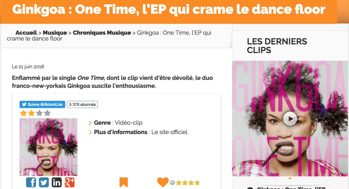 Ginkgoa : One Time, l’EP qui crame le dance floor
avoir-alire.com/ginkgoa-one-ti…

<a href="/AVoirALire/">aVoir aLire</a>  @SonyATVFR #review #webzine #album #clip #avoiralire #Electro #OneTime #femen #electroswing #news #UStour #tour #futurswing