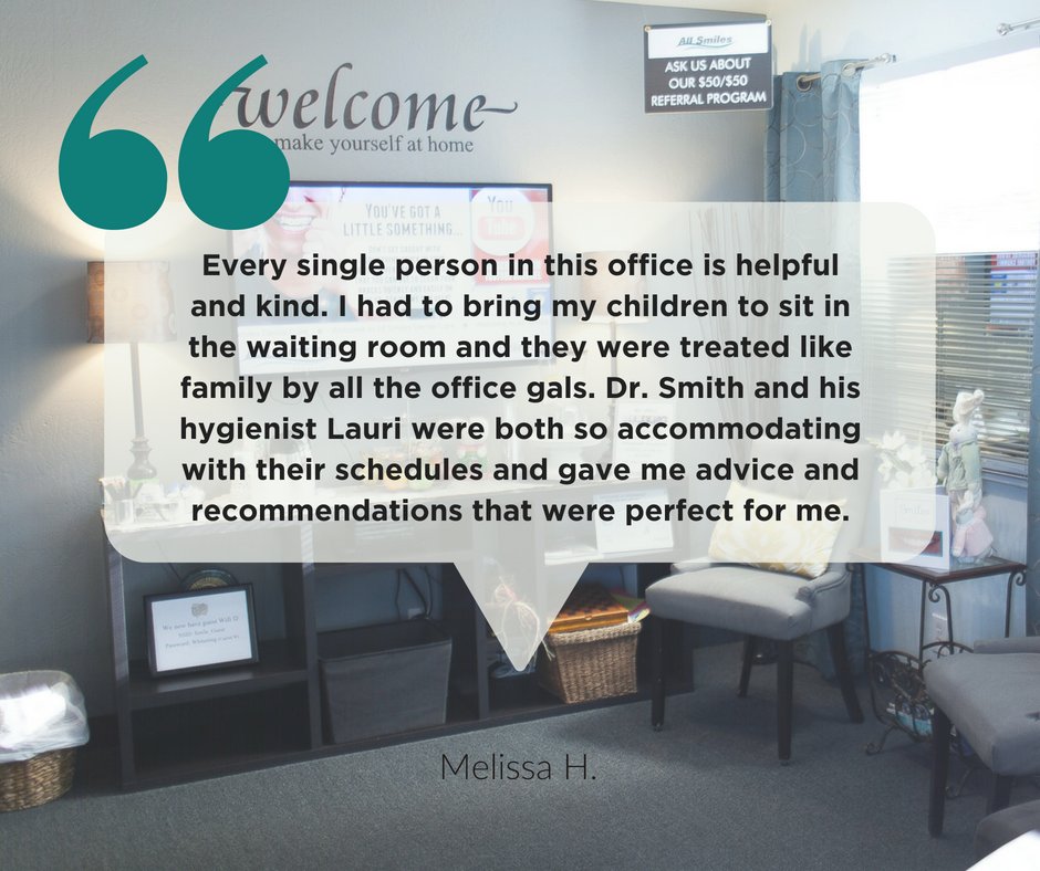 When you visit All Smiles Dental Care, you'll be treated like family. We strive to make your dental experience as seamless as possible. What's your favorite part about your visit with us?