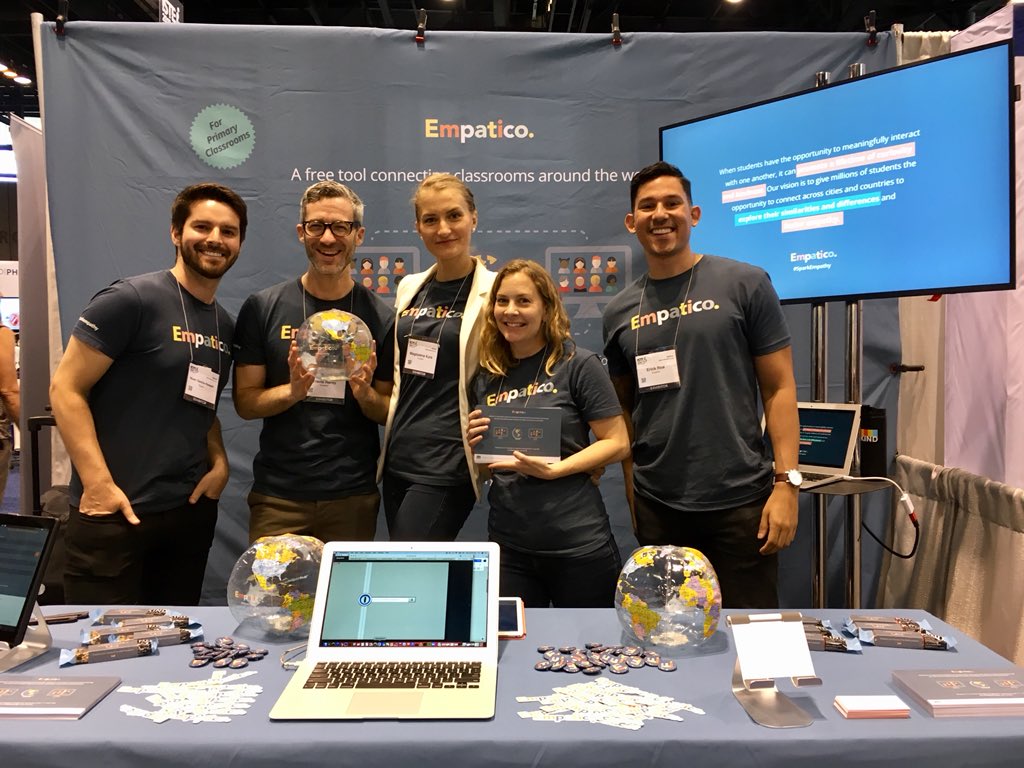 KristinOhnstad's tweet image. We are all 😀 at @EmpaticoOrg (#788) because we’ve met so many inspiring, innovative educators on a mission to change the world today. And they just keep coming!❤️ #sparkempathy #edtech4good #globaled18 #ISTE18 #globaled