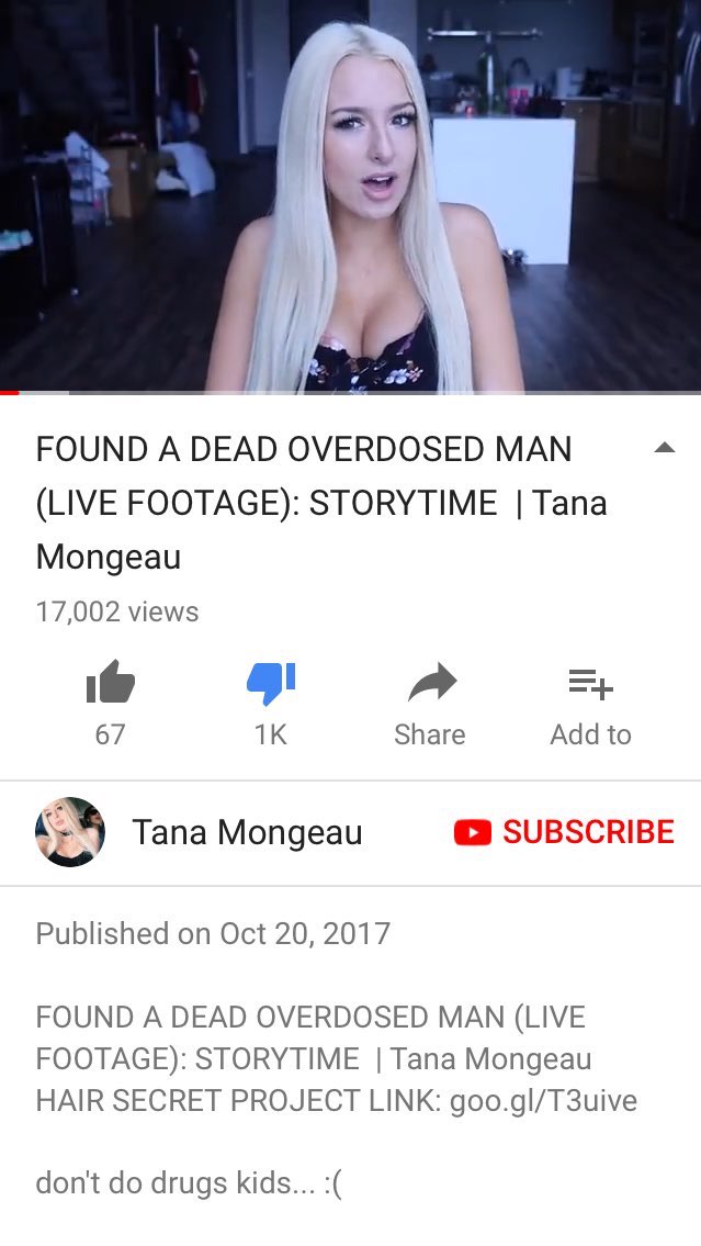 speaking of channon rose, tana FILMED A MAN DYING with her, way before logan paul did. as far as I’m aware, she’s never apologized (censored the body, it’s not censored in their thumbnails which you can find on google)