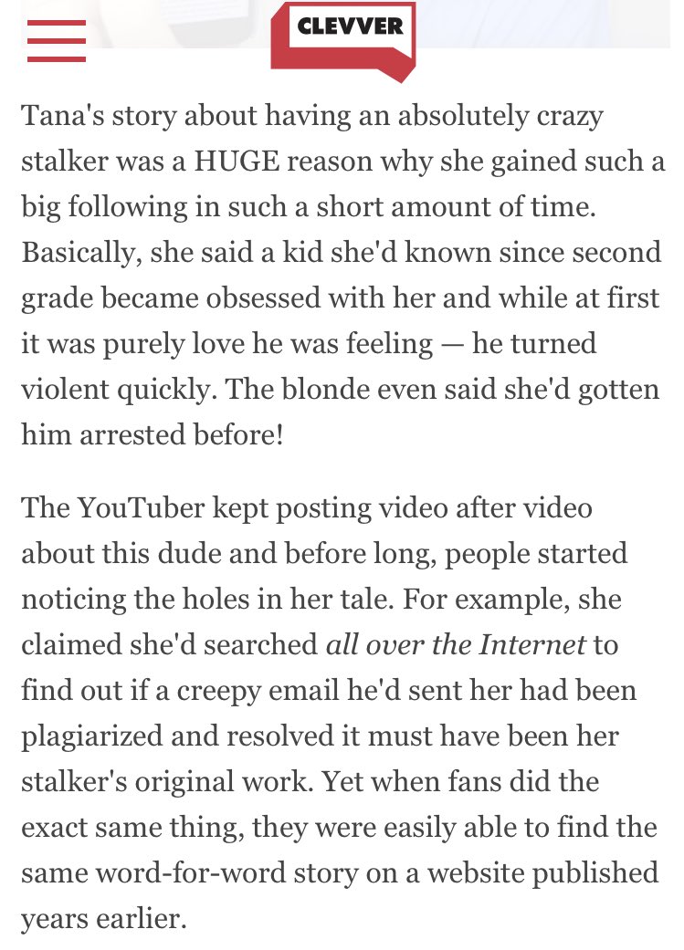 I think her biggest and most famous lie is the stalker story series. I do believe parts of it, but I think she clearly dragged it on because it got her views.