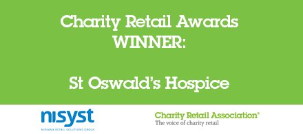 CharityRetail's tweet photo. And @stoswaldsuk pick up the Innovation and Technology in Charity Retailing Award for 2018! #CharityRetailAwards 🏆 https://t.co/Yej0juUTlS
