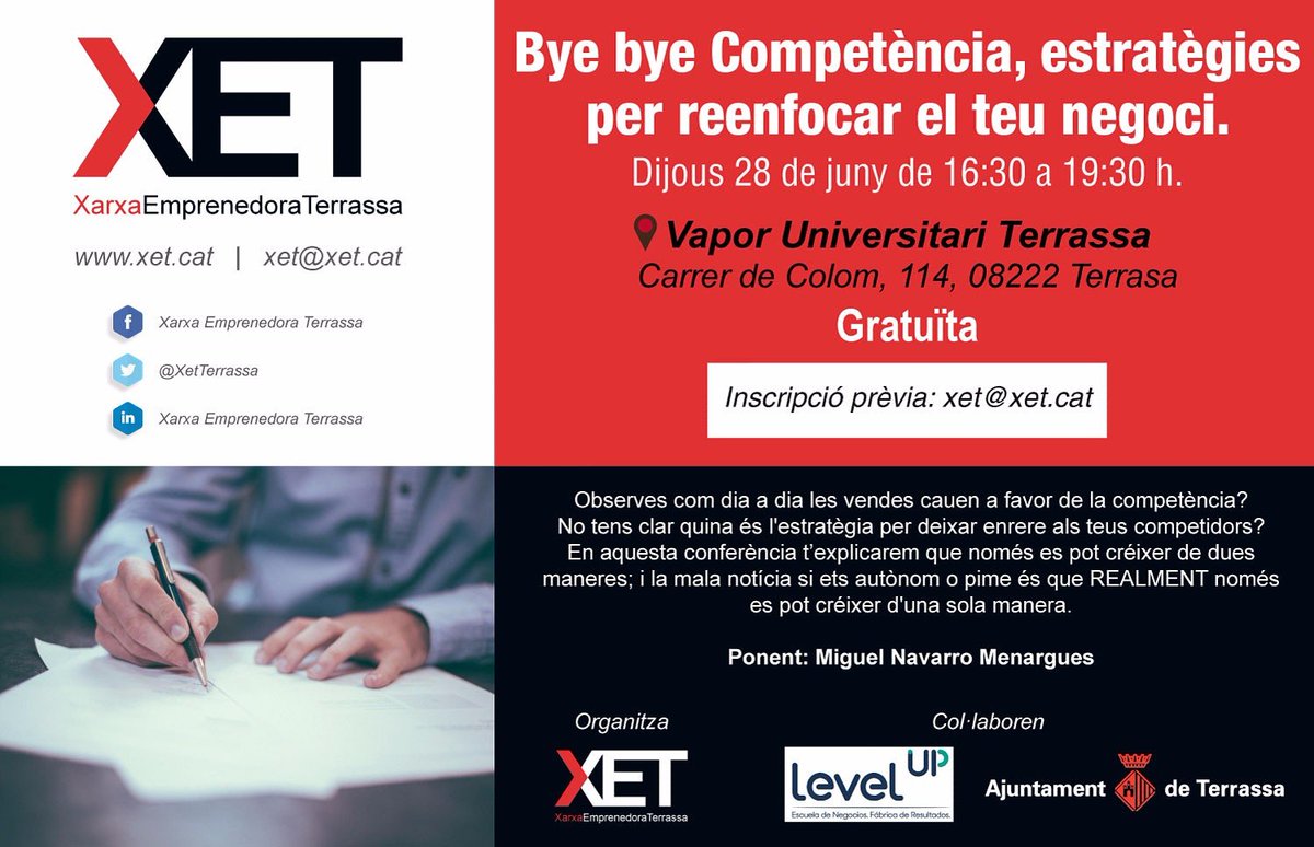 Estratègies? T'esperem amb <a href="/XetTerrassa/">XET</a> #work #comunicar