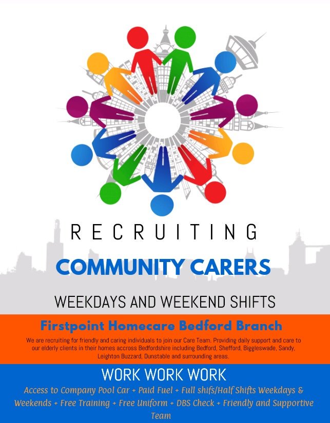 ***£200 Joining Bonus***  recrutiing for Community Carers to support our elderly Clients in their homes.
No experience essential as full training provided.
Drivers preferred and pool 🚙 ➕ paid fuel provided
#leightonbuzzard #bedford #WEEKDAYS #WEEKENDS #callus01582482405