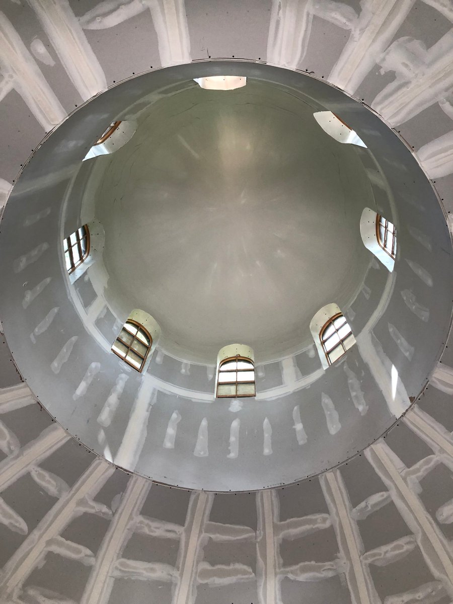OrthodoxStowe's tweet photo. The dome of #StKatherine receives its first coat of plaster - many more to come and #Prosforo for the feast day of #TheNativity of #SaintJohn the #Baptist (Thank You #Presbytera). More pics here: https://t.co/31dbV4kEnn #GoStowe #OrthodoxStowe https://t.co/U6CFRb3HHT