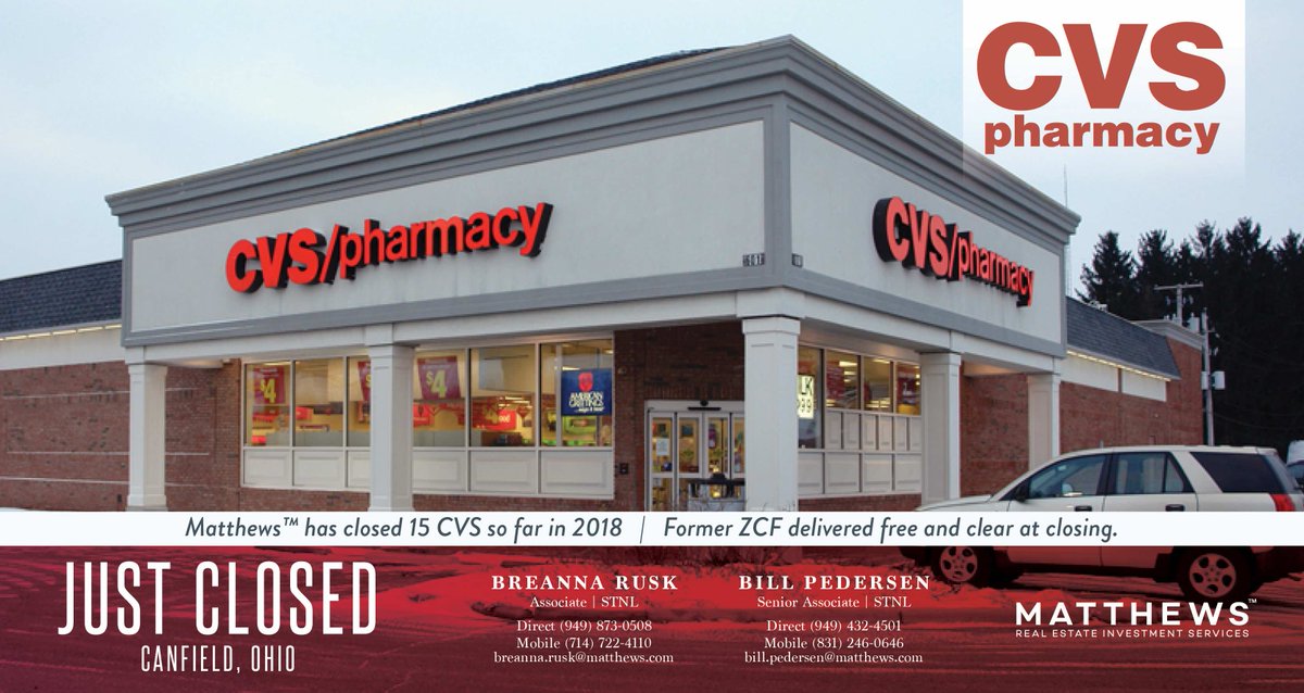 Just Closed | CVS | Canfield, OH 
For more information please contact Breanna Rusk &amp; Bill Pedersen
bit.ly/2vbk2jZ | bit.ly/2IQ0WTb
