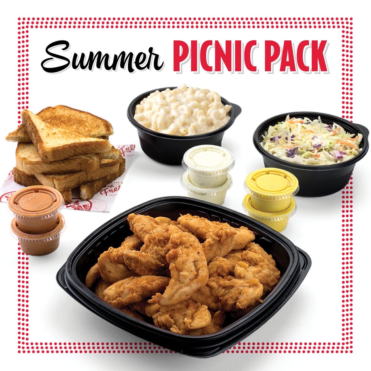 Slim Chickens On Twitter Introducing The Summer Picnic Pack Get 16 Tenders 2 Large Sides Choose Mac Cole Potato Salad 6 Sauces And 4 Texas Toast Slices 29 99 For A Limited Time Only Pick