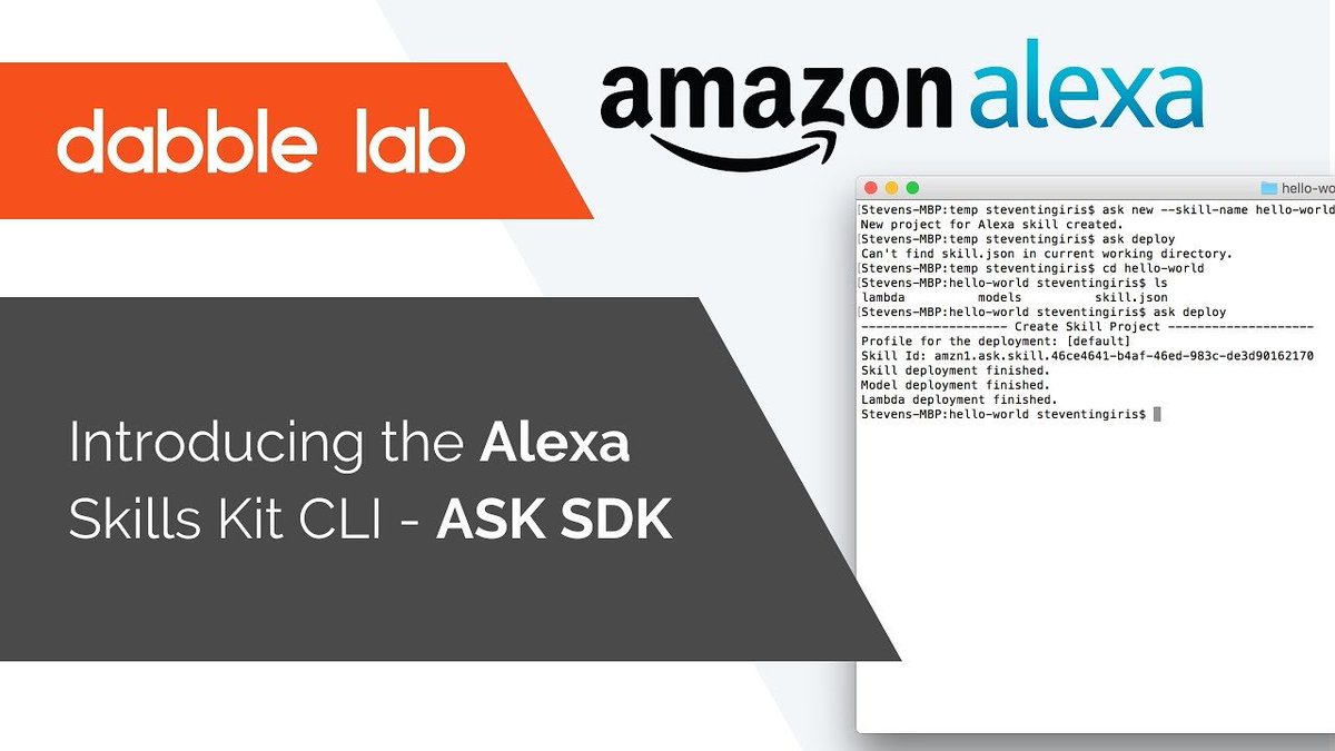 dabblelab's tweet image. Let&apos;s walk through using the Alexa Skills Kit Command Line Interface to create and deploy a custom Alexa skill - bit.ly/2yC5UC5 #dabblelab #introduction #askcli #alexaskills #alexadevs