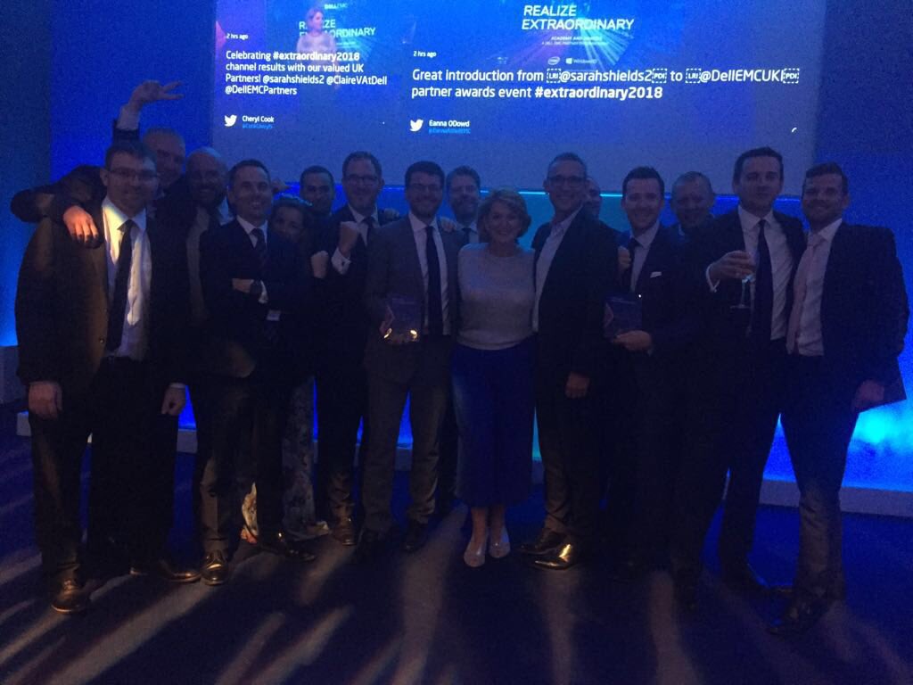 An extraordinary award for our extraordinary team! many of them are here to enjoy it! 2nd award of the evening... it’s the BIG ONE! <a href="/Computacenter/">Computacenter</a> wins @DellEMCUKI Extraordinary Partner of the Year Award 2018! <a href="/DellTech/">Dell Technologies</a> 👍 #WinningTogether #Extraordinary2018 #Dell4Good