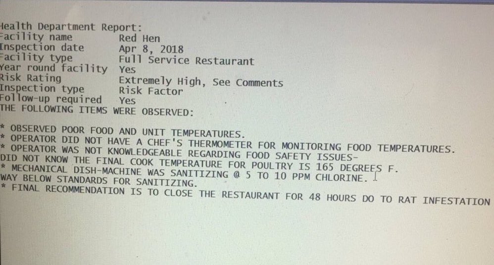 FreelsCl's tweet image. #RedHenDirty #RatInfested #DoNotGoToRedHen #realDonaldTrump