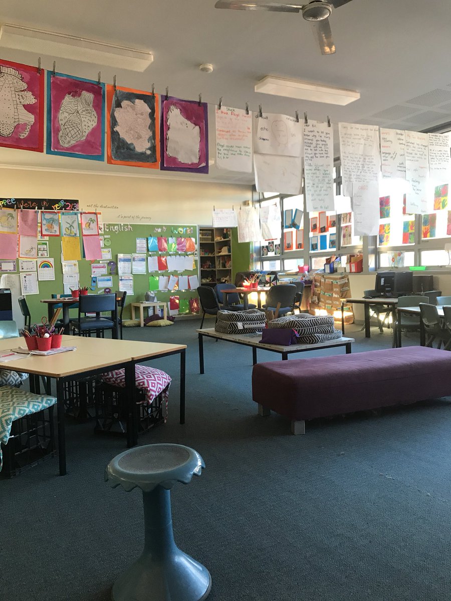 Feeling fresh to be back in a public school! Look at this huge classroom with flexible seating 😍 #acuedu_P
