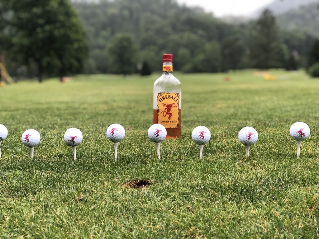 statguysc's tweet photo. We weathered the storm to complete our @FireballWhisky round!  #FireballFourteenth #RainCannotStopUs #WeLoveFireball https://t.co/5wKPSpN9WX