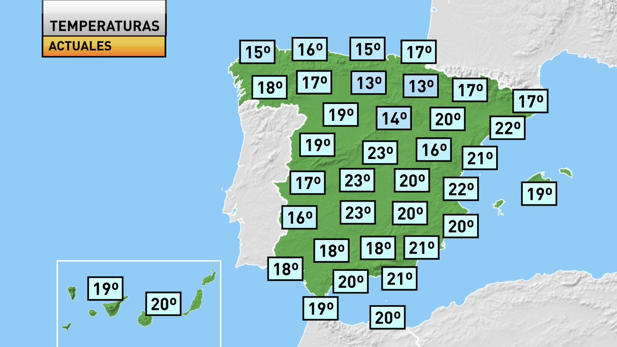 Son las 7 y 10 de la mañana, una hora menos en Canarias, y los termómetros marcan...