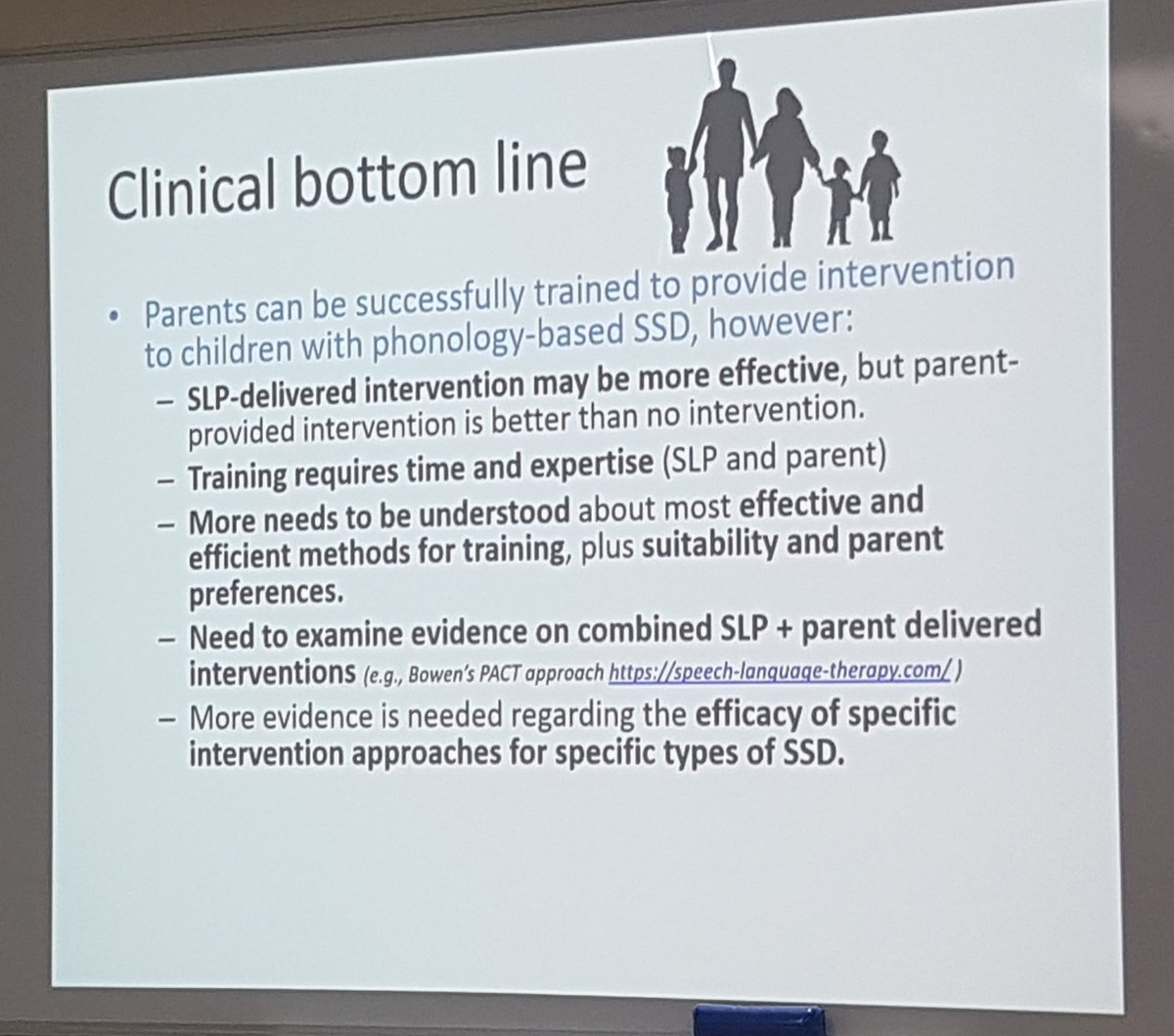 TenielleSLP's tweet photo. SSD therapy. Interesting findings. SLP-led vs parent-led vs no intervention #EBPShowcase https://t.co/ltOpsCqsbT