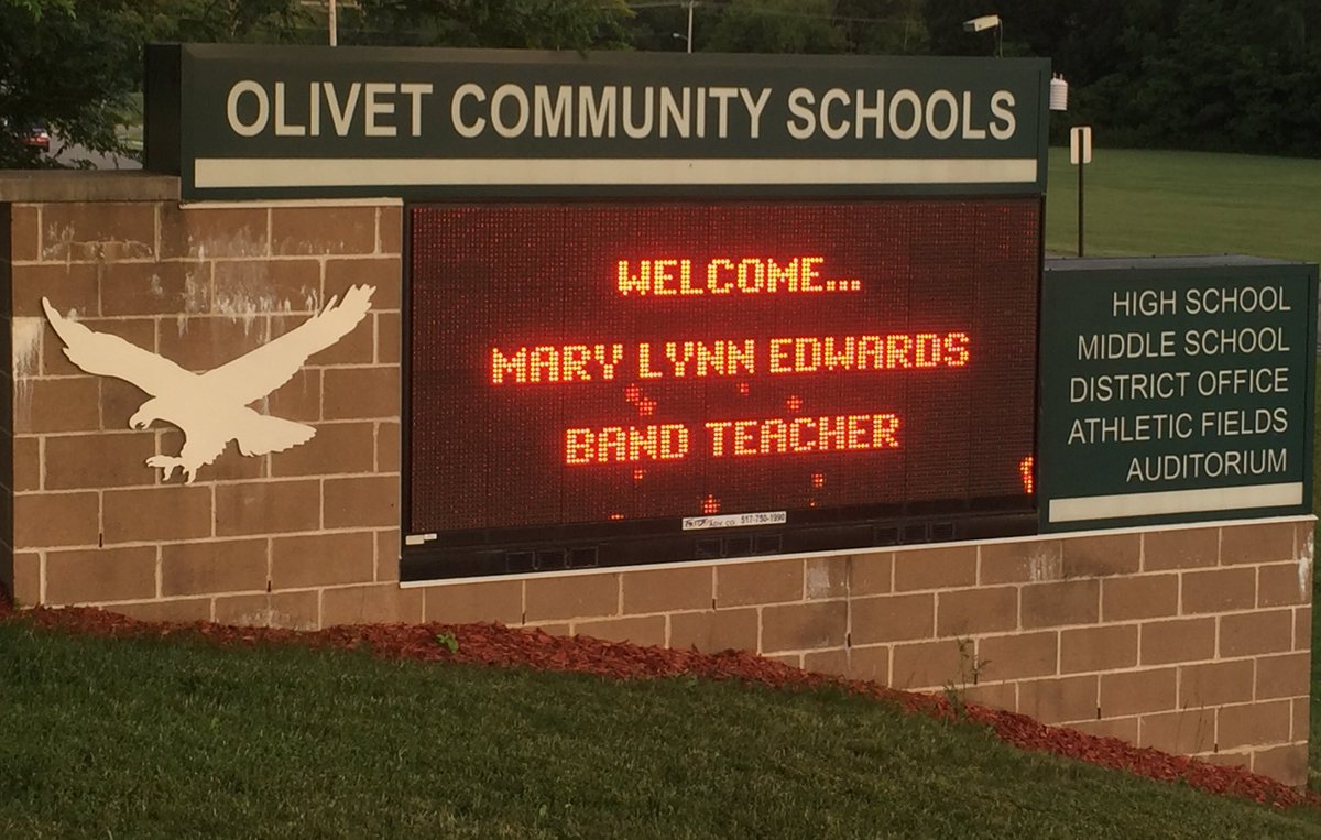 OlivetHS_Eagles's tweet photo. We would like to welcome our new band director, Mary Lynn Edwards, to Olivet. #EagleNationPRIDE https://t.co/ph8FvxA1T6
