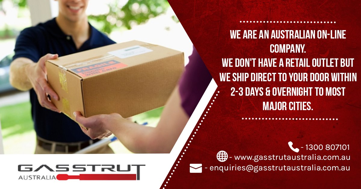 GasStrut's tweet image. Gas Strut Australia provides… 
✔Fast delivery Australia wide - Overnight to major cities
✔FREE delivery for any orders over $100
✔3 years warranty
For orders, click here: bit.ly/2yJYNHU.
#GasStrutAustralia #GasStrut #GasStrutForSale #GasStrutSuppliers #StrutAustralia