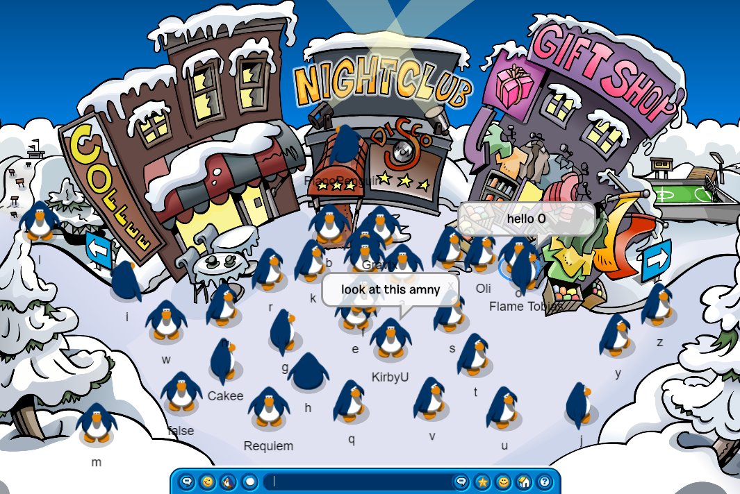 ItsGravix's tweet photo. Here's a picture from when we were testing performance on Club Penguin Remade with some alpha testers and bots! ๐ง
The game currently runs really smooth on the computers we tested, even when there's about 100 people in the room!
#cpremade https://t.co/LA8oMamyfI