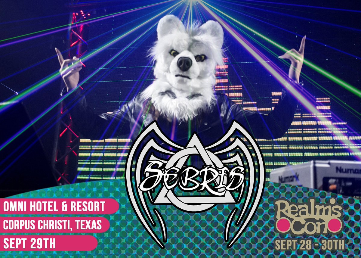 Realms_Con's tweet photo. DJ, producer, musician, multimedia artist, and the wolf among us, Sebris makes his return to Realms Con for the Saturday Night Rave!
Purchase your Weekend badge online and Book your room at the Omni Corpus Christi Hotel.
#realmscon2018
#saturdayrave
#rave
@SebrisKiba https://t.co/uwzyaakyLb