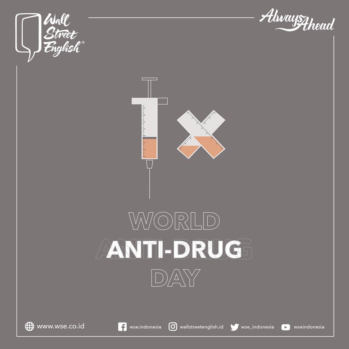 WSE_Indonesia's tweet photo. World anti-drug day.
.
Drugs kill the pain
And the joy
And the hope
And the body
And the brain
And finally the soul.
.
.
.
#WallStreetEnglishIndonesia
#WallStreetEnglish
#WSEID
#worldantidrugday https://t.co/TabaAdRn58