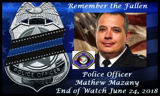 BackTheLEOs's tweet photo. Sadly Officer Mathew Mazany 41, was struck and killed by hit and run driver suspect Brian Anthony 24. Officer Mazany served for 14 yrs with the Mentor Ohio PD.  
End of Watch-June 24, 2018
#LODD #BackTheBlue @LivePDNation @LivePdBlueLine @LivePdFans 
https://t.co/W5Pe8RAyQY https://t.co/Rwip745v8s