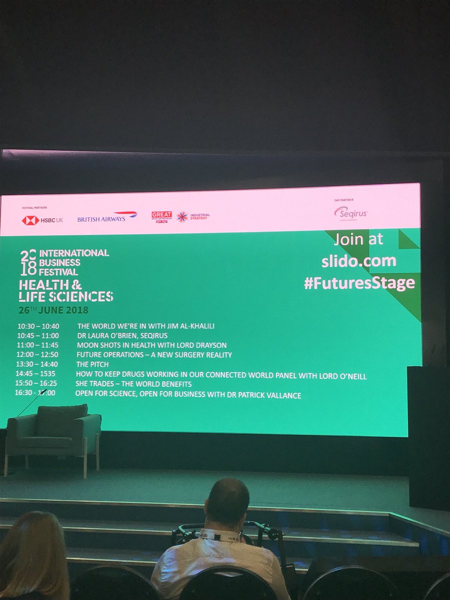 WWCharter's tweet photo. So many interesting talks on today at #IFB2018 #Liverpool 😆 Really exciting stuff! #FuturesStage
Up first, @jimalkhalili talking about The World We’re In
#HealthScience #HealthIsWealth #workplacehealth #business #employers https://t.co/GGTA8xU5qr