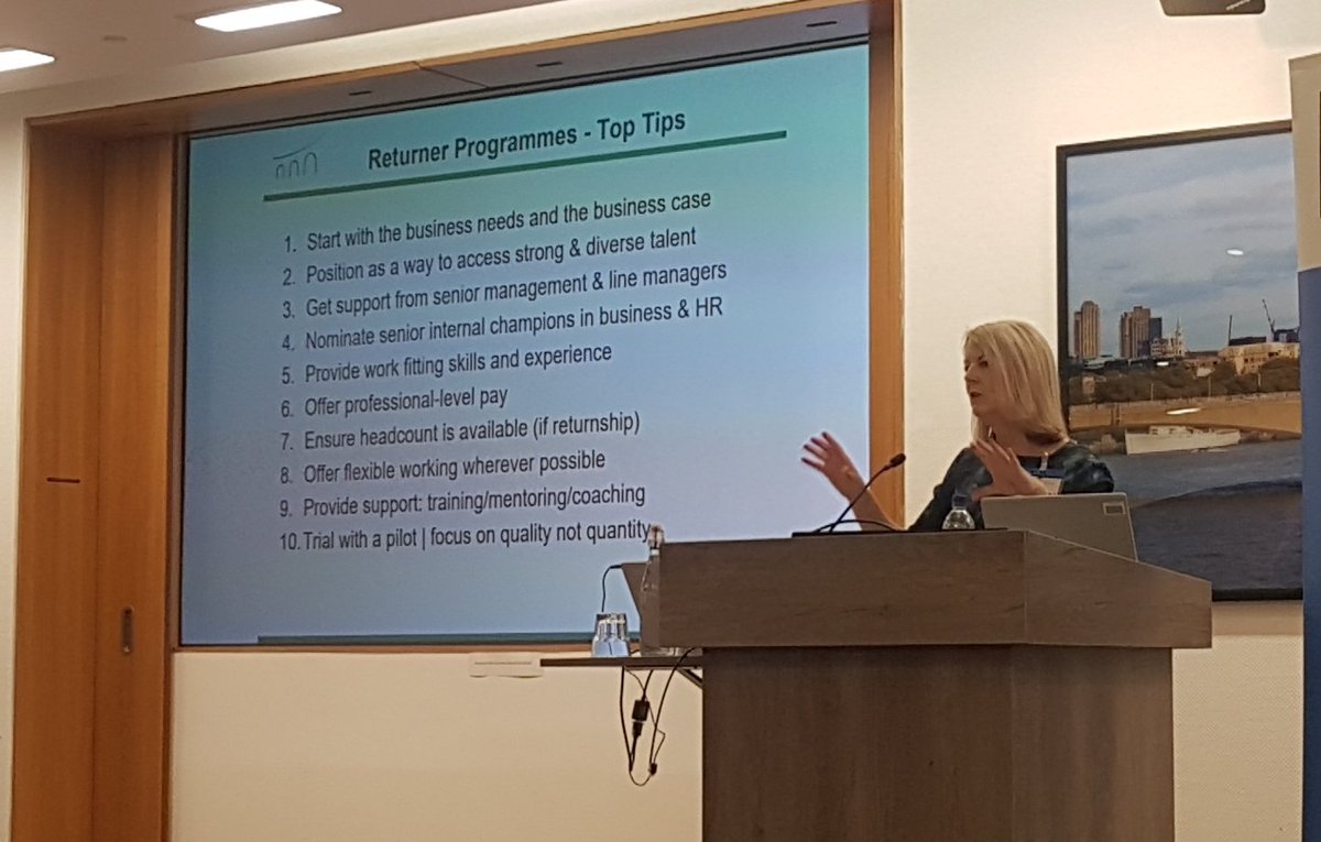 Top 10 tips from Julianne at  @womenreturners at today's @WomenEqualities #ReturnerForum2018 event on offering #returnerprogrammes #equalityinbusiness