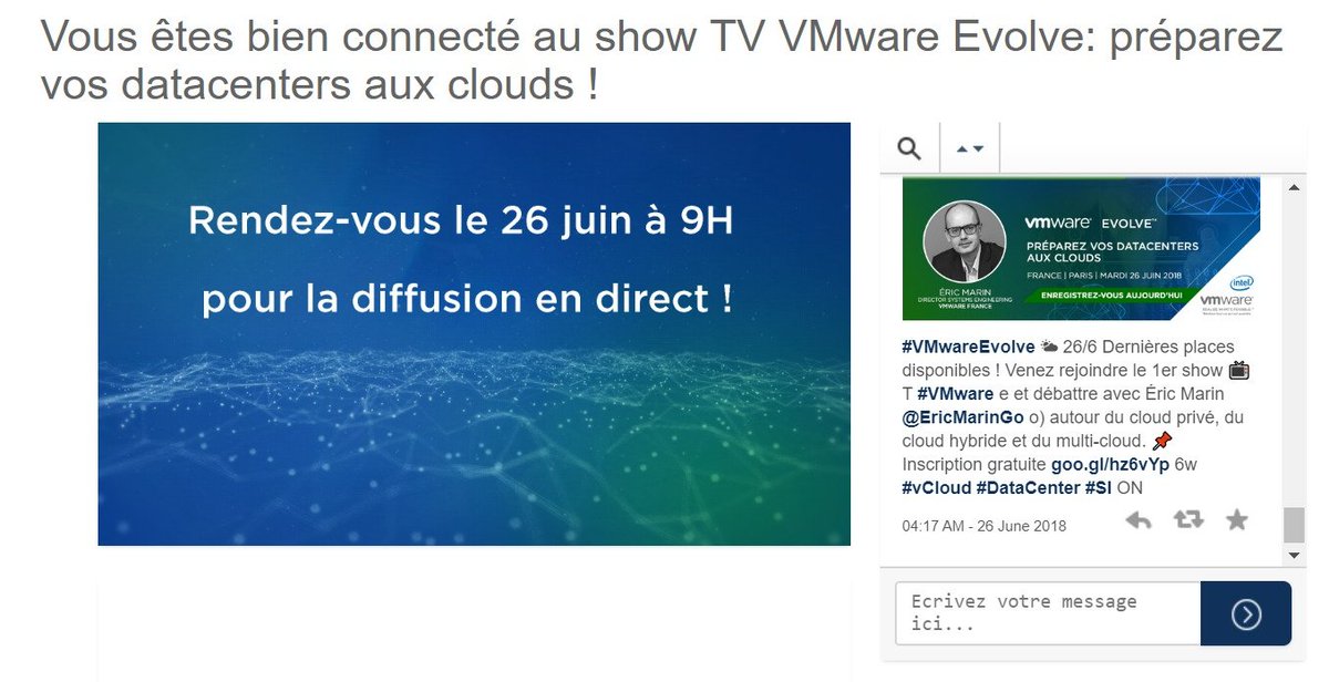 PierreTran's tweet photo. #VMwareEvolve c'est aujourd'hui, l'évènement #cloud #datacenter avec @VMware_Fr :
📺Un show TV à suivre en direct live à partir de 9h sur
https://t.co/61ZMr552iB
#️⃣A suivre en LT sur #VMwareEvolve avec @PierreTran @LaBrigadeDuWeb #LBDW https://t.co/iUWXD7g77A