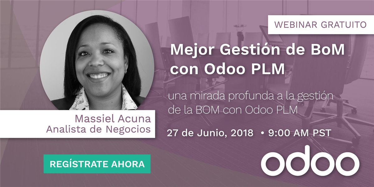 Odoo's tweet image. Want to learn how to manage BoM with Odoo PLM?  

Join us for a live webinar this Wednesday!

Register now: 
English bit.ly/2tuzRiw
Spanish: bit.ly/2N0n67d

#Odoo #OdooWednesdays
