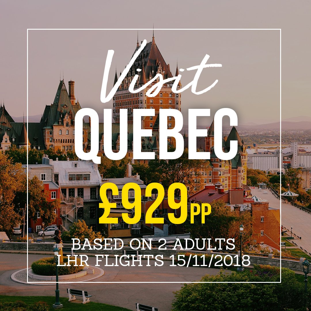 NJT_SDTravel's tweet photo. 15 Nov 18 – 18 Nov 18 LHR – YQB
5* Fairmont Chateau Frontenac
#Urban #Getaway Includes:
Round-trip flt #Quebec #City (if hotel and flt option is selected)
3 nights of accommodation
Hop-on/off city tour or 2-Hour City Tour
call 01726 829222 or steven.daniell@notjusttravel.com https://t.co/gonflH2PWo