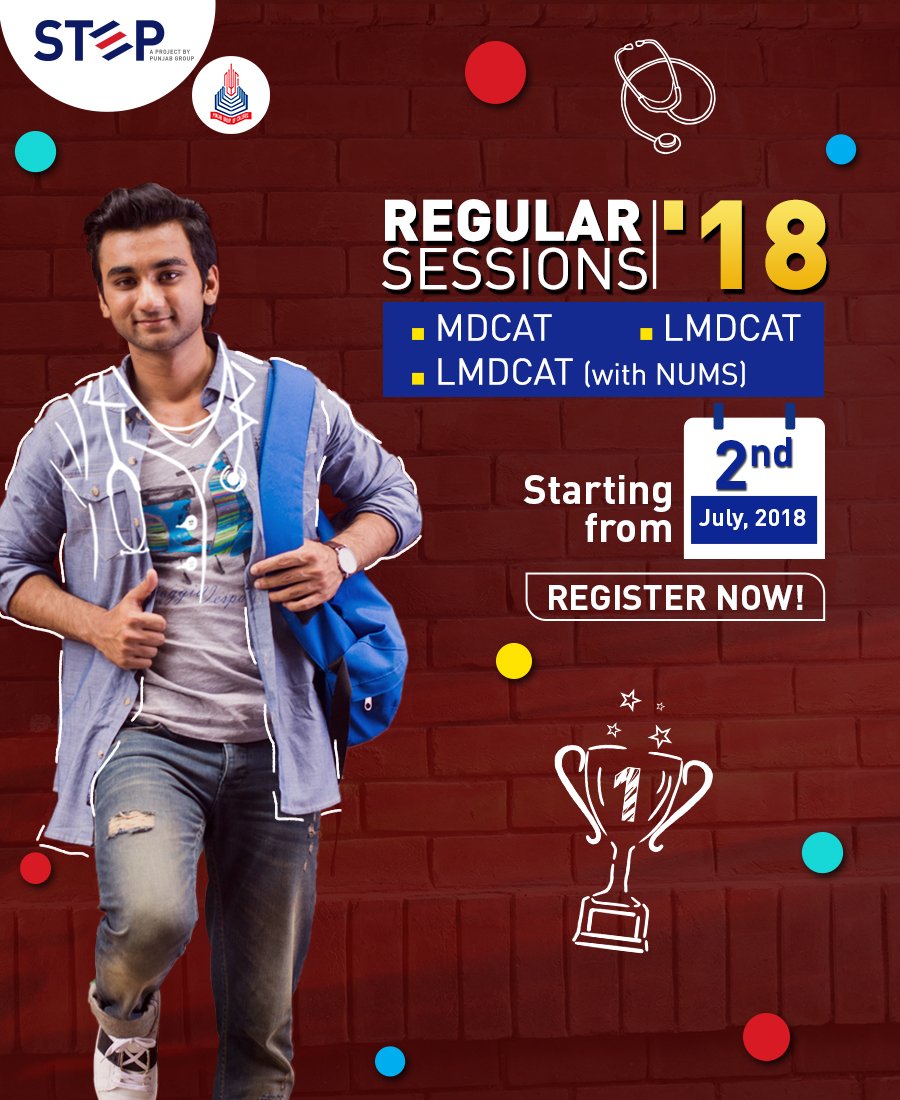 stepbypgc's tweet photo. Join STEP Regular Sessions '18 to prepare seamlessly for #MDCAT, #LMDCAT & LMDCAT (with NUMS).
Registration for Regular Sessions '18 is OPEN. Visit your nearest PGC Campus to register yourself or call our helpline 0800-78608 for more details.
#JoinSTEP #STEPRegularSessions18 https://t.co/Ssrwo5TGoV