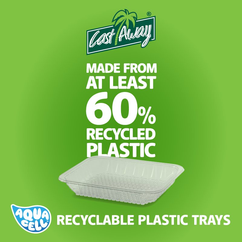 The sustainable meat tray that is both made from 60% recycled materials and is 100% recyclable!  #recyclable #meattrays #aquacell