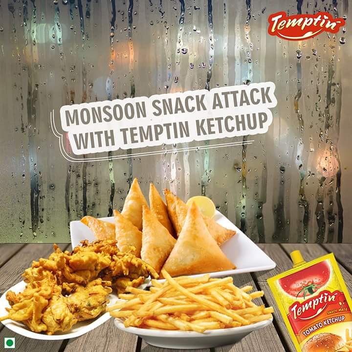 Get ready for #SnackAttack with Temptin ketchup this monsoon to satiate all cravings of something hot & crispy! #MonsoonCravings #Foodie #KetchupLovers #Temptin