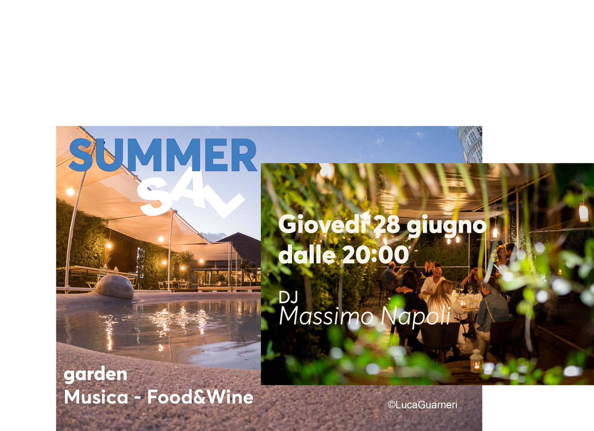 giovedì 28 luglio dalle ore 20 Nello splendido habitat del nostro giardino in città SUMMER SAL, l'appuntamento settimanale che unisce la musica, il cibo e il buon bere, con i vini selezionati e i deliziosi cocktail estivi del nostro bar.
l DJ Massimo Napoli  PRENOTATE 333 8086848