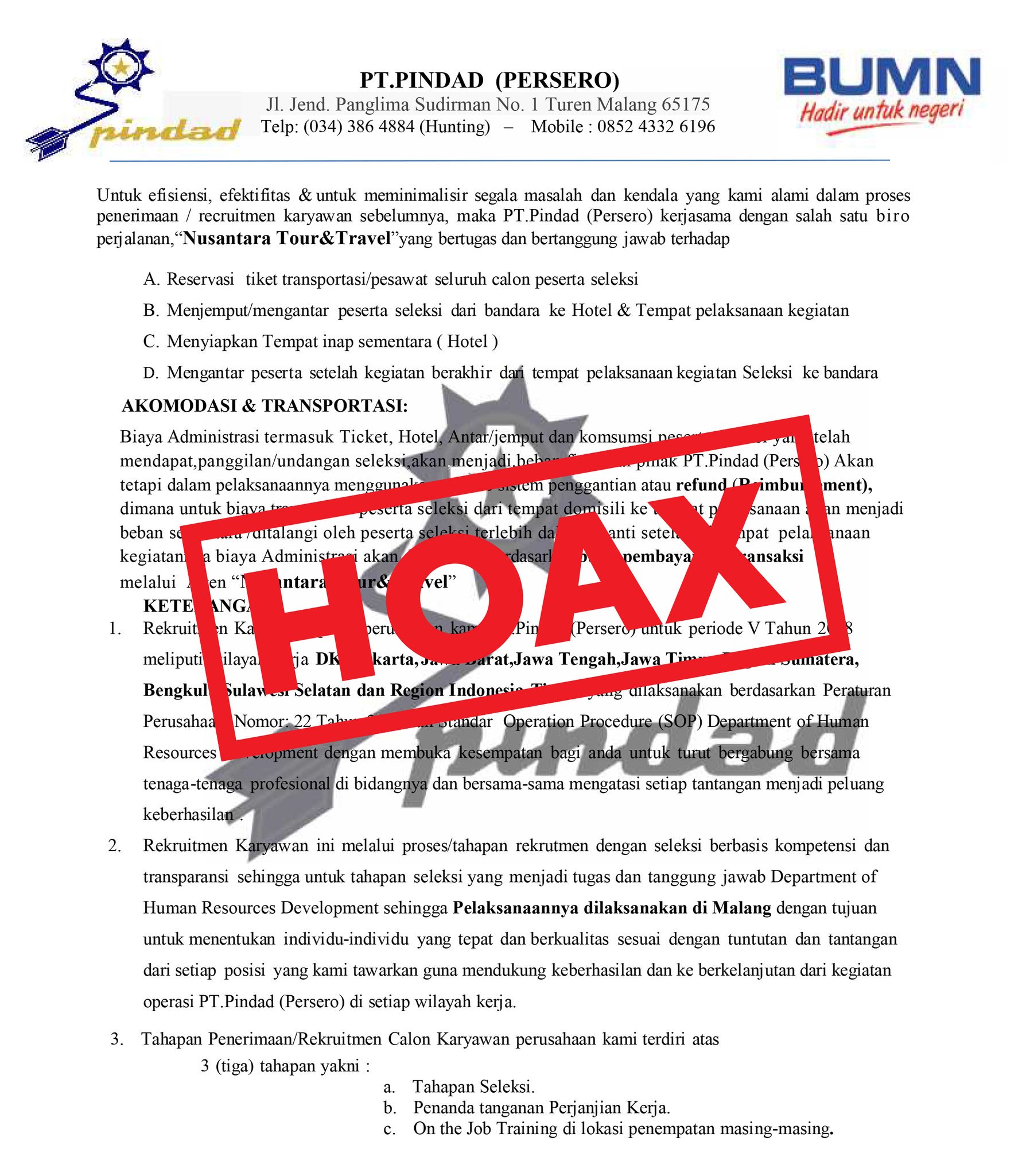 Pt Pindad Persero On Twitter Waspada Penipuan Rekrutmen Mengatasnamakan Pt Pindad Persero Yang Sedang Beredar Pindad Saat Ini Tidak Melakukan Rekrutmen Dan Tidak Pernah Meminta Sejumlah Uang Dalam Prosesnya Info Rekrutmen Resmi