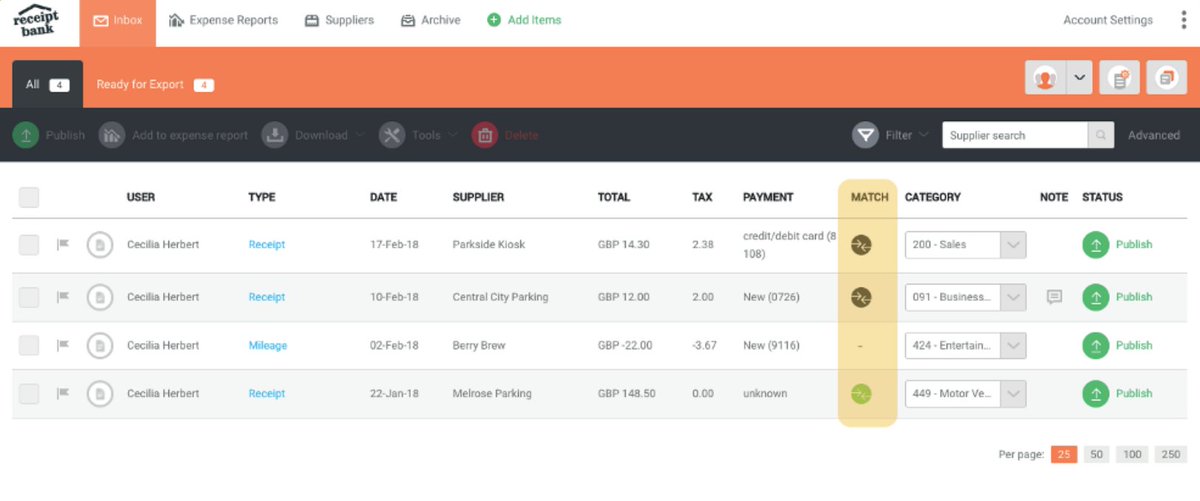 We spent yesterday playing with the new <a href="/ReceiptBank/">RB</a> Match tool and it's got us very excited! Makes bookkeeping more efficient, more accurate, more awesome! #effortless #bookkeeping