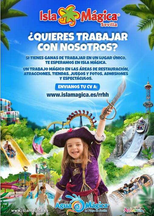 El parque temático 🎡🎠 <a href="/islamagica/">Isla Mágica</a> de Sevilla busca personal para las áreas de restauración 🥗, atracciones 🎢, tiendas 🎁, juegos 🎲 y fotos 📸, admisiones 🎫 y espectáculos🕺🏻💃🏻.
 ¡Envía tu CV!  👉🏼 islamagica.es/rrhh/
#EmpleoSE #SevillaEmpleo <a href="/AQHT_TVE/">Aquí hay trabajo</a>