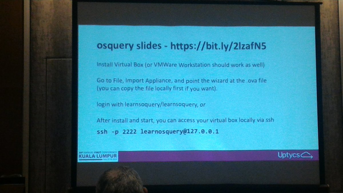 tdr_local's tweet image. Exploring #osquery at #FIRSTCON18