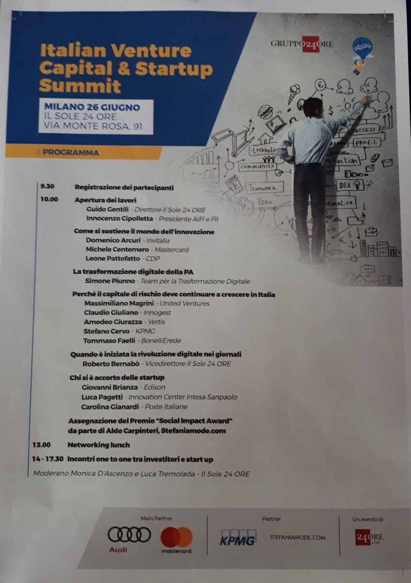 Pronti per l'Italian venture capital &amp; startup al <a href="/sole24ore/">IlSole24ORE</a> con <a href="/guidogentili1/">Guido Gentili</a> <a href="/robertobernabo/">Roberto Bernabò</a> 256 #startup e 25 venture capital #startupalSole