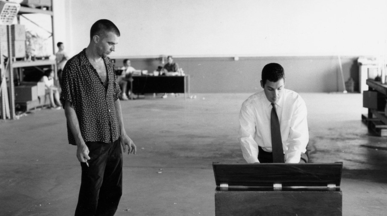 Happy 48th birthday to Paul Thomas Anderson, seen here with Adam Sandler on the set of \Punch-Drunk Love\ (2002). 