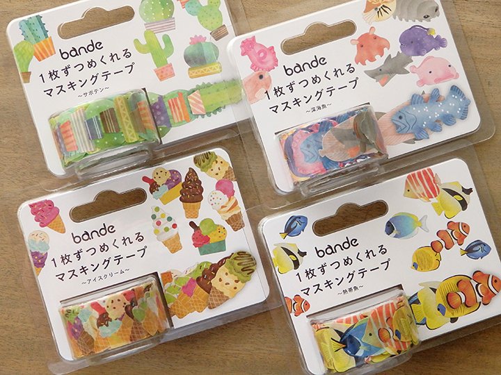 フレコ Freco Bandeの新作４柄は アイスクリーム サボテン 熱帯魚 深海魚です 熱帯魚と深海魚は水色の紙に貼ってペーパーアクアリウムとか作っても楽しそうですね T Co Vbkuyydeny