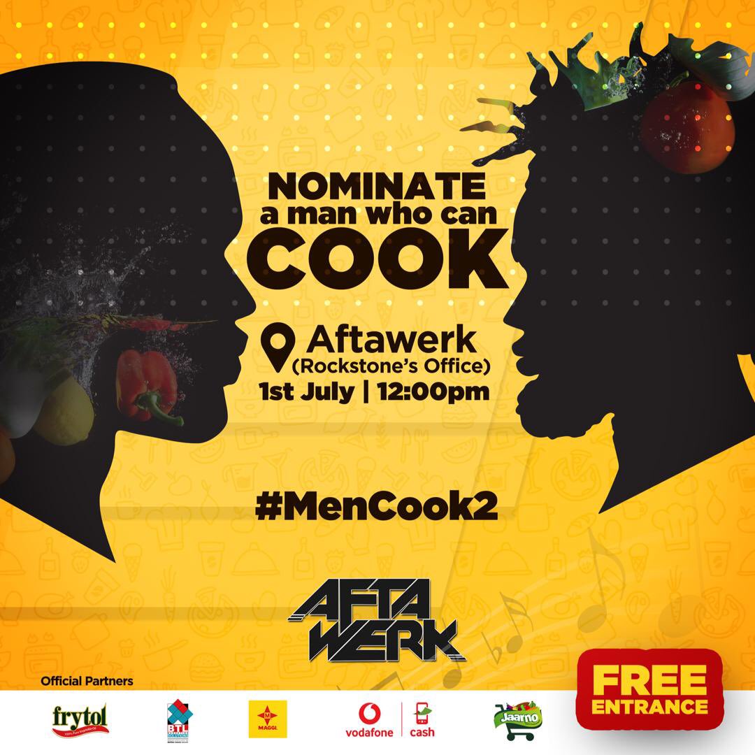 onua_zionfelix's tweet photo. Come with your loved ones and donβt forget to dress for the location.
At aftawerk we dress for the occassion:casual but classy.
#mencook2 https://t.co/949OlNj22y
