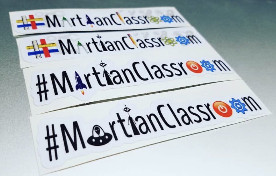 RachaelEdu's tweet photo. Stop by the @edtechteam Playground stage A tomorrow at 3:25 (across from the #ISTE18 keynote entrance) to learn about forecasted changes in the workforce & the future of Ed #blurredlines #MartianClassroom #winabook #stickersforall https://t.co/5rxsUyulxo https://t.co/RiH07HcITM