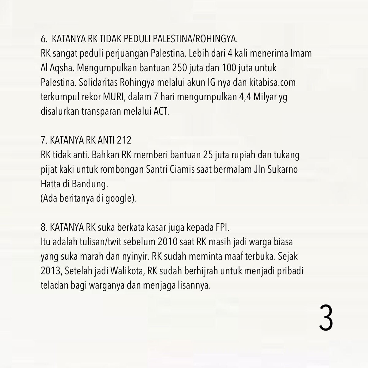 ridwankamil's tweet photo. *ADMIN* Sehubungan begitu banyaknya gibah/fitnah yang beredar menjelang pencoblosan. Maka atas izin kang Emil, tim Admin Twitter akun ini merilis KUNCI JAWABAN terhadap semua fitnah/Gibah tersebut. Silakan pilih soalnya, disana ada penjelasan dan jawabannya. https://t.co/oEQJlKDRqA